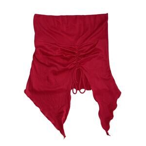 JustFab Red Handkerchief Hem Top - Ruched V-Neck Cami - Y2K Style - Size M